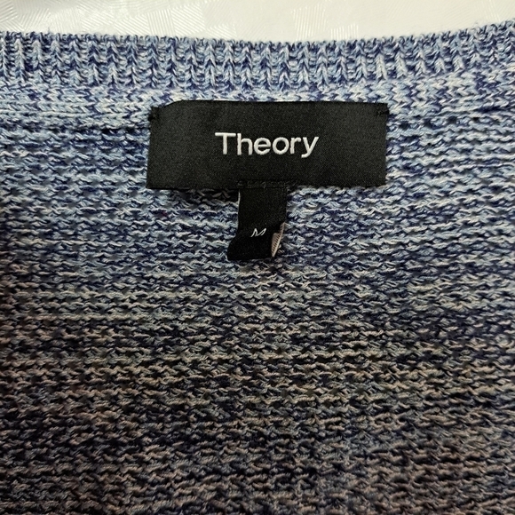 THEORY Women's Scoop Neck Pullover Sweater in Prosecco (Blue/White) - Picture 8 of 12